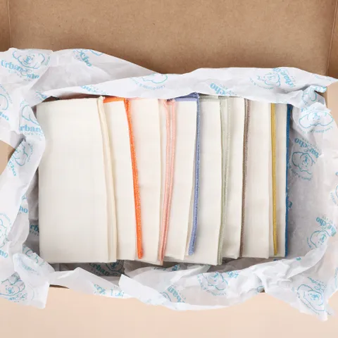 [무케] 어반에코_강화소창 2겹 무형광 무표백 손수건 겸 행주 8매 선물세트(8colors) 출산선물 백일선물 +할인쿠폰