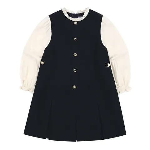 BZ12OP01DN 트위드 블라우스 배색 원피스 +할인쿠폰