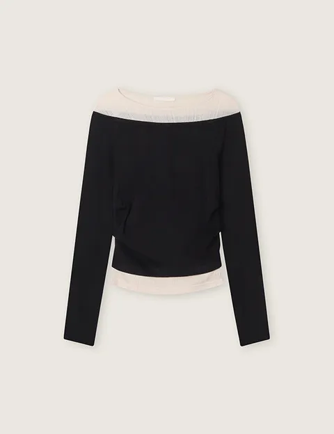 [현대백화점] [로엠]RE 배색 레이어드 티셔츠_RMLWF4TRT1