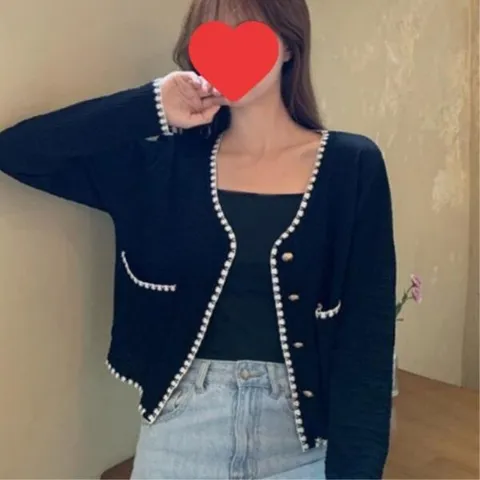 아트박스/신상오픈런 여성 클래식 골드 버튼 두 포켓 트위드 가디건 +할인쿠폰