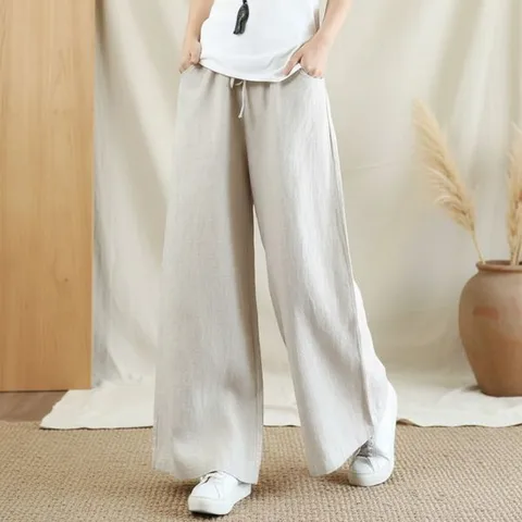 [하프클럽/다잇템]여성 넓은 바지 고무줄 마원단 데일리룩 +할인쿠폰