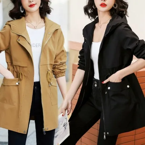 여자 야상점퍼 봄 가을 스트링 바람막이 후드집업