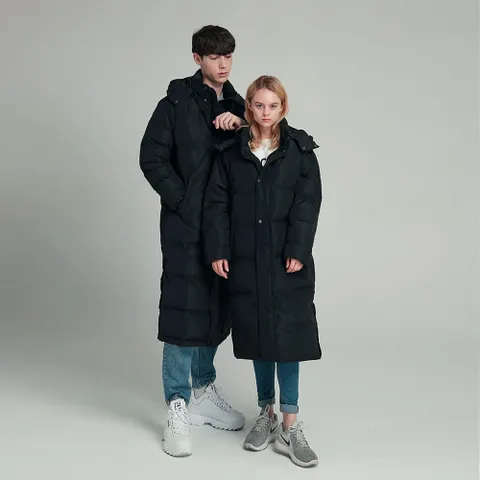 오카시오 남녀공용 오리털롱패딩/벤치코트/학생롱패딩