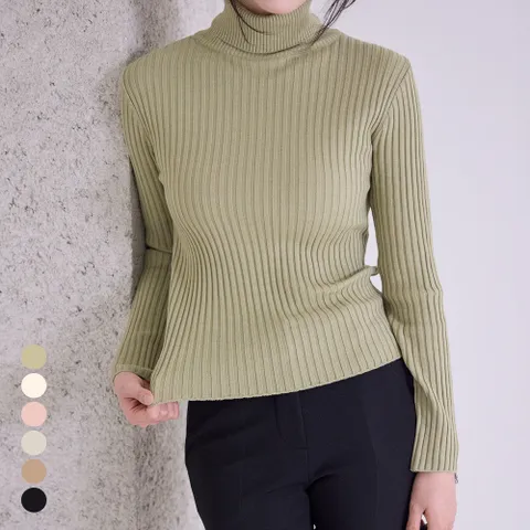 [모리스커밍홈] 그린라이트 골지 하이넥 니트_M2512KN137D +할인쿠폰