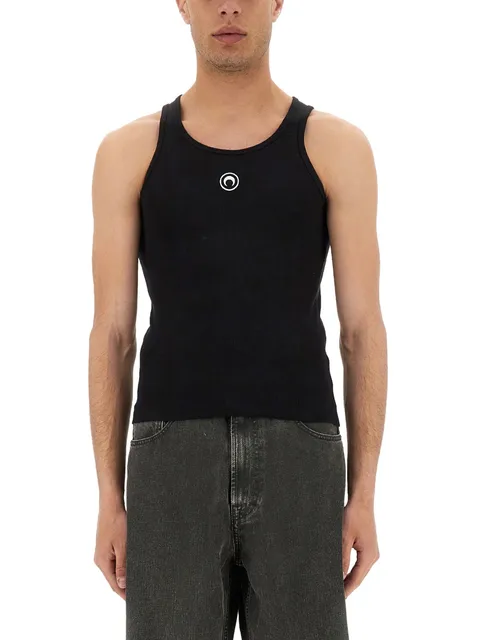 [해외배송] 마린세르 RIBBED TANK TOP WITH MOON LOGO 민소매 티셔츠 MTT081ACJER0011BK99 5629683 +할인쿠폰