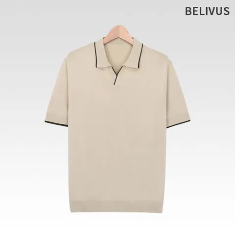 남성 반팔 배색 카라 니트 여름 티셔츠 202VRE +할인쿠폰