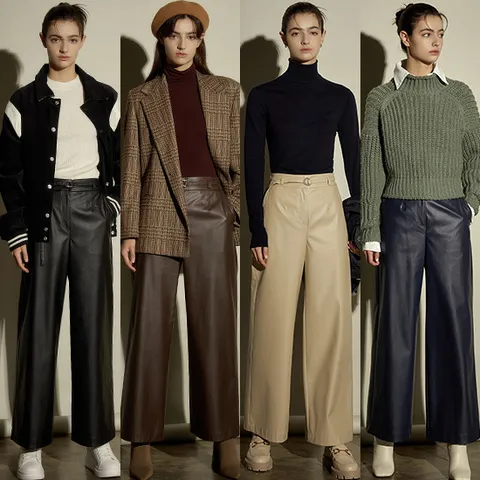 [론칭가 69000원] 리오벨[Liobell] Faux레더 세미 와이드 팬츠 