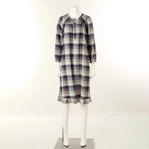 [현대백화점] [와코루]WGN5485W 세련된 칼라감의 동절기 면 기모 선염 체크  여성 원피스잠옷