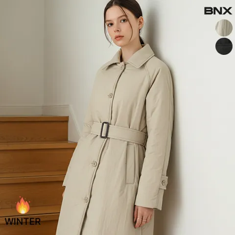 [BNX] 여성 발마칸 벨트 트렌치 롱 패딩 코트 +할인쿠폰
