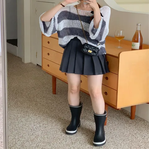 [하프클럽/다잇템]여자 단가라 입술넥 FW 망사 빅사이즈 니트