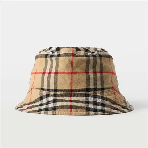 버버리 체크 코튼 버킷햇 80756571