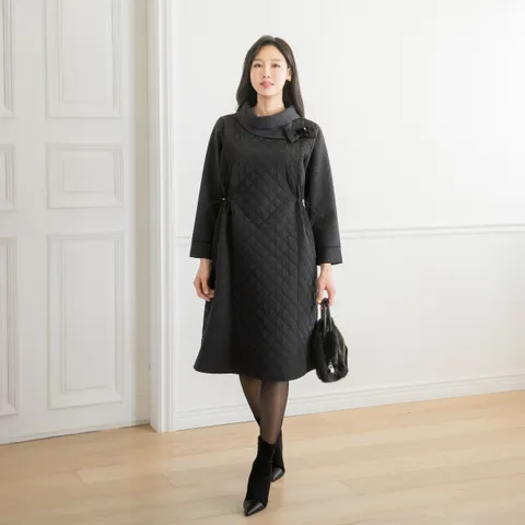 엄마옷 마담4060 원피스 데일리 여성 누빔스트링브로치-YOP2512005- +할인쿠폰