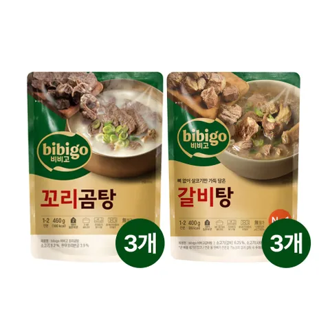비비고 꼬리곰탕 460g x3개+갈비탕 400g x3개