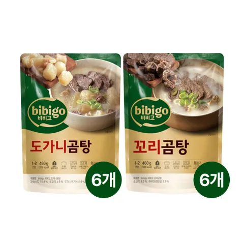 비비고 도가니곰탕 460g x6개+꼬리곰탕 460g x6개