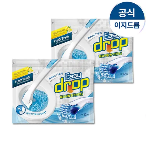 [이지드롭] 변기크리너 리필브러쉬 2팩(24개입)/핸들미포함