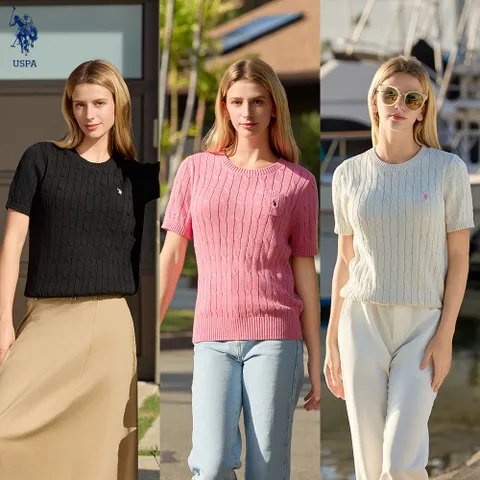 [105][런칭가 119000원] [U.S. POLO ASSN.] USPA 여성 린넨 블렌디드 라운드니트 3종 (HUPS249205) - 현대Hmall
