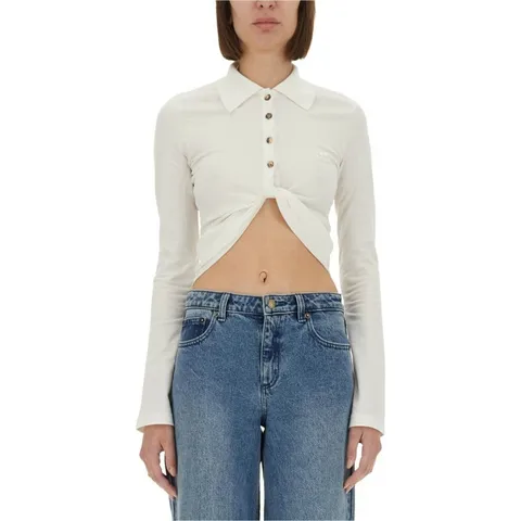 [해외배송][쿠레쥬] 크롭 트위스트 버튼업 폴로 셔츠 225JPO048 JS01930001 +할인쿠폰