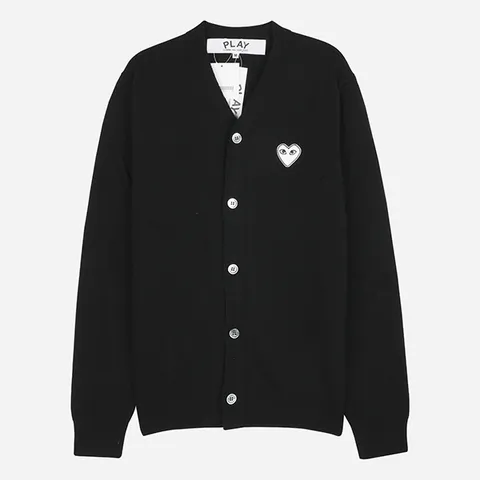 [꼼데가르송]5F AX N062 051 1 화이트 하트 니트 가디건 블랙 +할인쿠폰 +무이자3개월