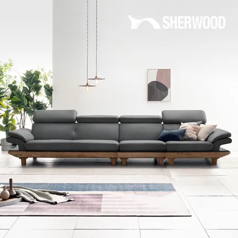 [쉐우드가구] 아쉬 6인용 이태리 통가죽 천연면피 소가죽 소파 +할인쿠폰