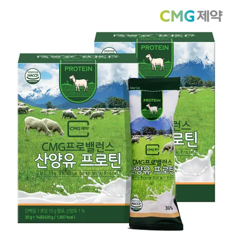 CMG 프로밸런스 산양유 프로틴 30g 14포 2박스 단백질쉐이크