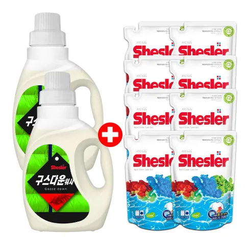 쉬슬러 구스다운워시전용 650ml 2개+세제리필 500ml 8개