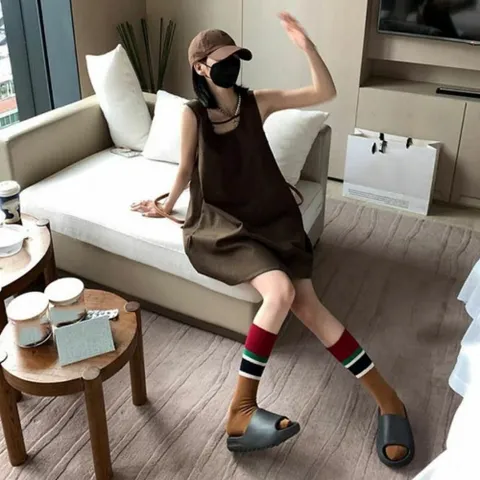 원피스 OPS 여성 시원한 고급스러운무드 브라운 유넥 여름