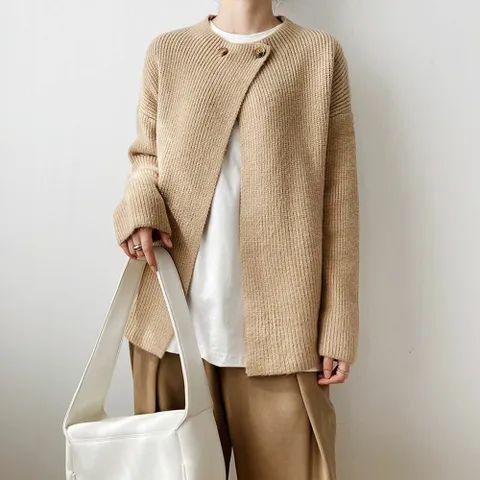 가디건 카디건 니트 CD 아우터 유니크 투버튼 골지 랩