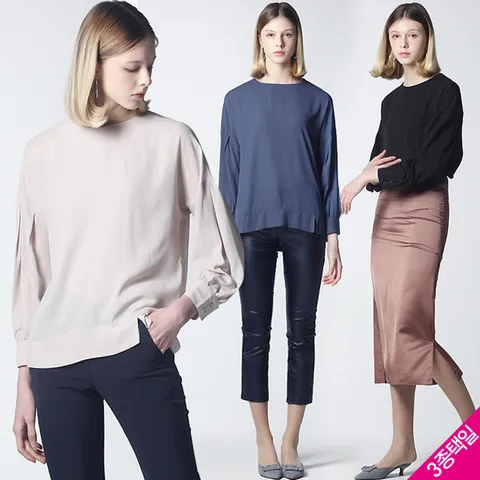 [르오트] 미니멀 벌룬소매 드로우 블라우스