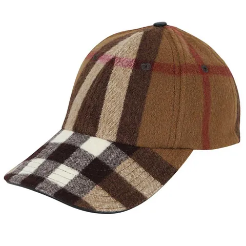 [버버리] 24SS 체크 울 베이스볼캡 브라운 8036924