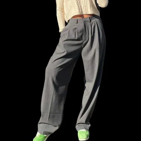 [하프클럽/다잇템]여자 펌킨 와이드핏 오피스룩 백밴딩 슬랙스