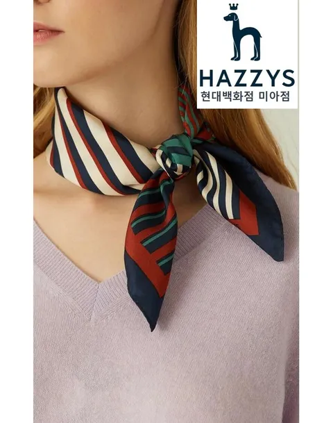 [현대백화점] 헤지스 핸드백[HIMU0E802W2] 브라운 스트라이프 실크 사각 스카프  +할인쿠폰(*배송메세지란에 선물포장 요청시 가능*)