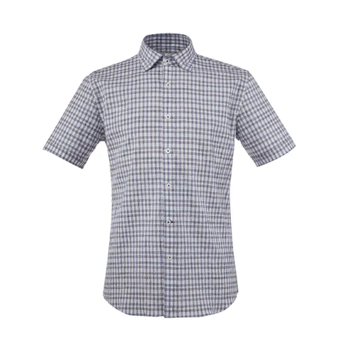 [프랑코페라로] 남성 써커소재 체크 셔츠 네이비 (ASZ820549)