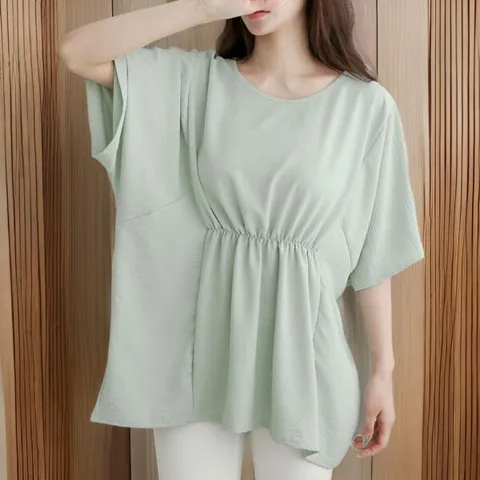 아트박스/신상오픈런 여성 셔링 디자인 여름 반팔 루즈핏 블라우스 +할인쿠폰