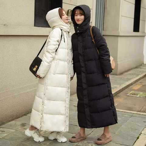 롱패딩점퍼 방한 코트 야상 옆 똑딱 점퍼 여자 후드 롱패딩 겨울
