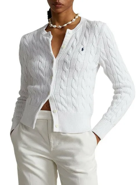 폴로 랄프 로렌 포니로고 자수 케이블 가디건 211891643001