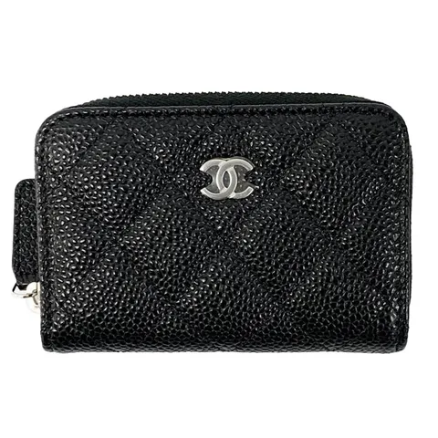 퀵가능 샤넬 AP0216 캐비어 클래식 지퍼 카드 지갑 블랙 은장 +할인쿠폰