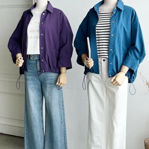 [하프클럽/다잇템]여성 단추 벌룬핏 드로우코드 FW 바스락 셔츠