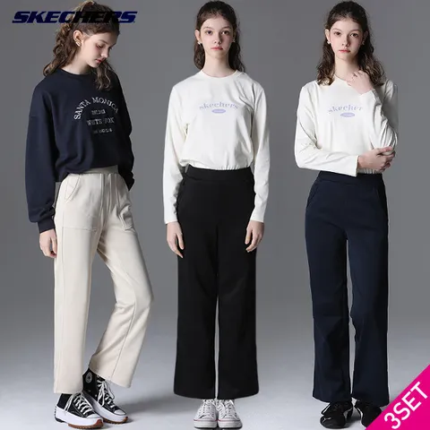 3SET [스케쳐스(SKECHERS)] 여성 테이퍼드 우븐 기모 팬츠 3종세트 - 현대Hmall