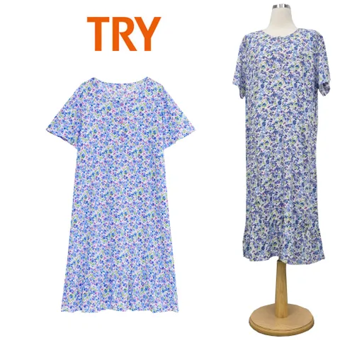 TRY 여성 H03 반팔원피스잠옷 여름파자마 홈웨어롱원피스 실내복 라운지웨어 +할인쿠폰