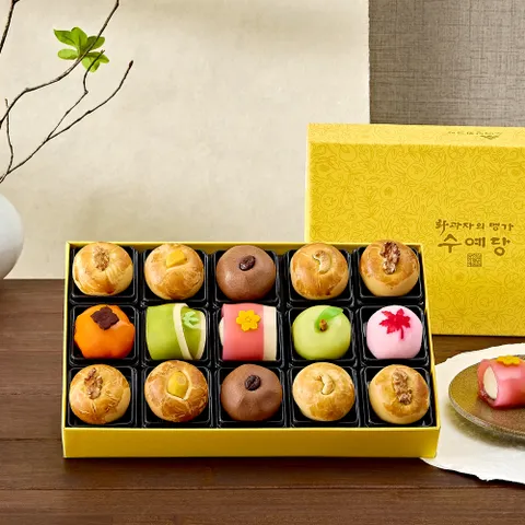 [수예당] 화과자 만주 2호(15입)+한지포장백+쇼핑백 증정