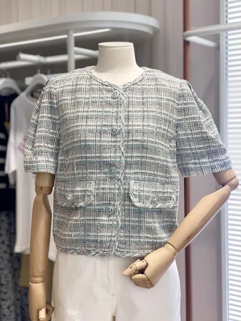 [현대백화점] 올리브데올리브 (OW4MJ520) 버튼 포인트 썸머 트위드 자켓 OLIVE  DES  OLIVE