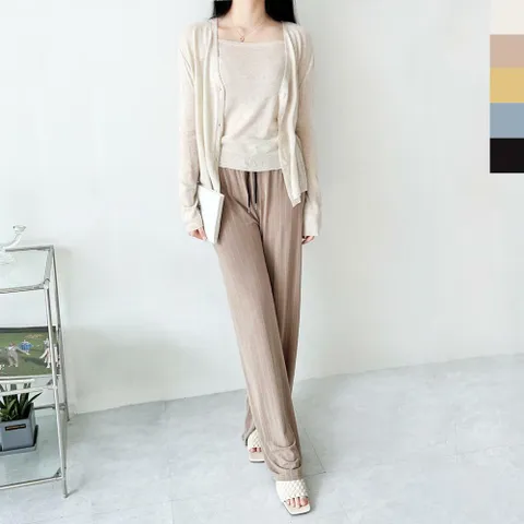 여자 여름 하늘하늘 시원한 스퀘어 나시 가디건 세트