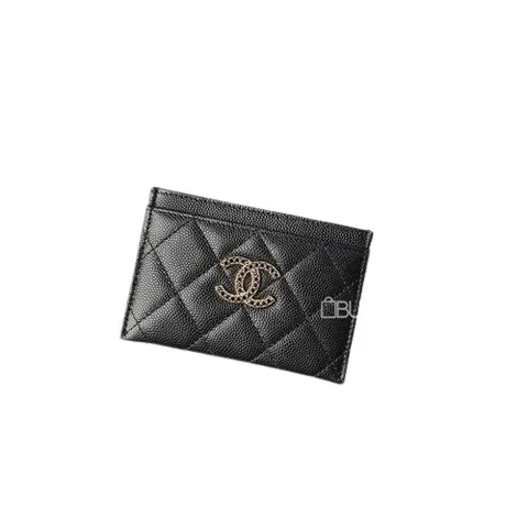 샤넬 23 블랙 크리스탈 CC로고 플랩 카드 홀더 블랙 캐비어 AP3401 +할인쿠폰