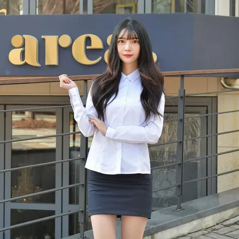 아트박스/두두 교복몰 여성 각카라 컬러체크 화이트 셔츠  교복