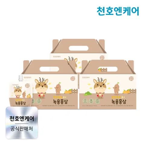 [천호엔케어] 튼튼쑥쑥 어린이 녹용홍삼 40ml 30팩 x 3박스 +할인쿠폰