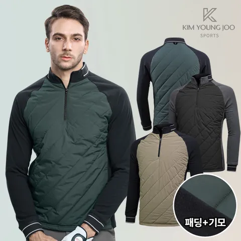이지바이 김영주스포츠 파워웜 남성 방풍 하프 패딩 골프 기모 집업 티셔츠(M5WT58) +할인쿠폰