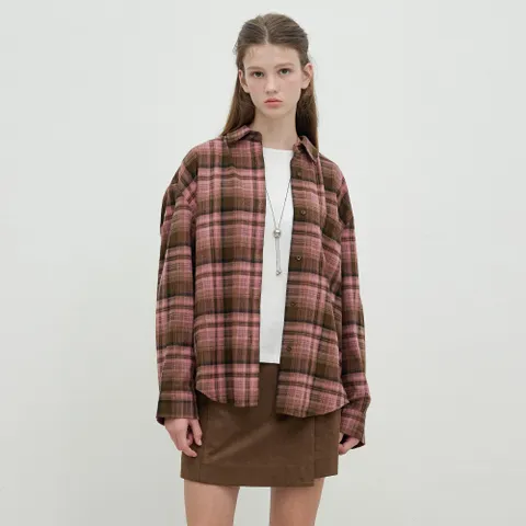 [올리브데올리브] 오버핏 기모 체크 셔츠 OH5WBA830 +할인쿠폰