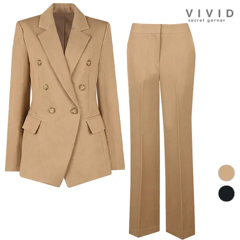 SET 여성 데이 더블 가을겨울 정장자켓+세미통팬츠 세트 +할인쿠폰