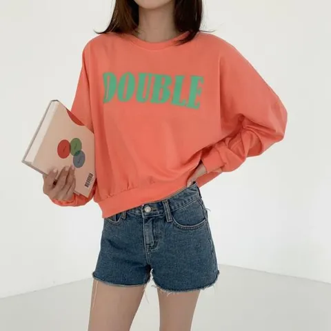 아트박스/신상오픈런 여성 엠보 로고 오버사이즈 세미 크롭 맨투맨 +할인쿠폰