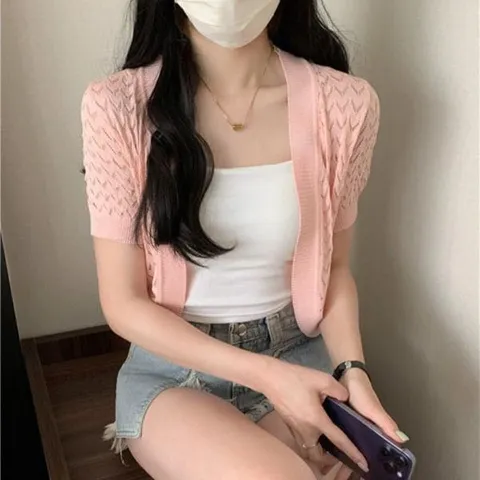 [하프클럽/다잇템]여자 탱크 슬림핏 나들이 스웨터 비침 가디건